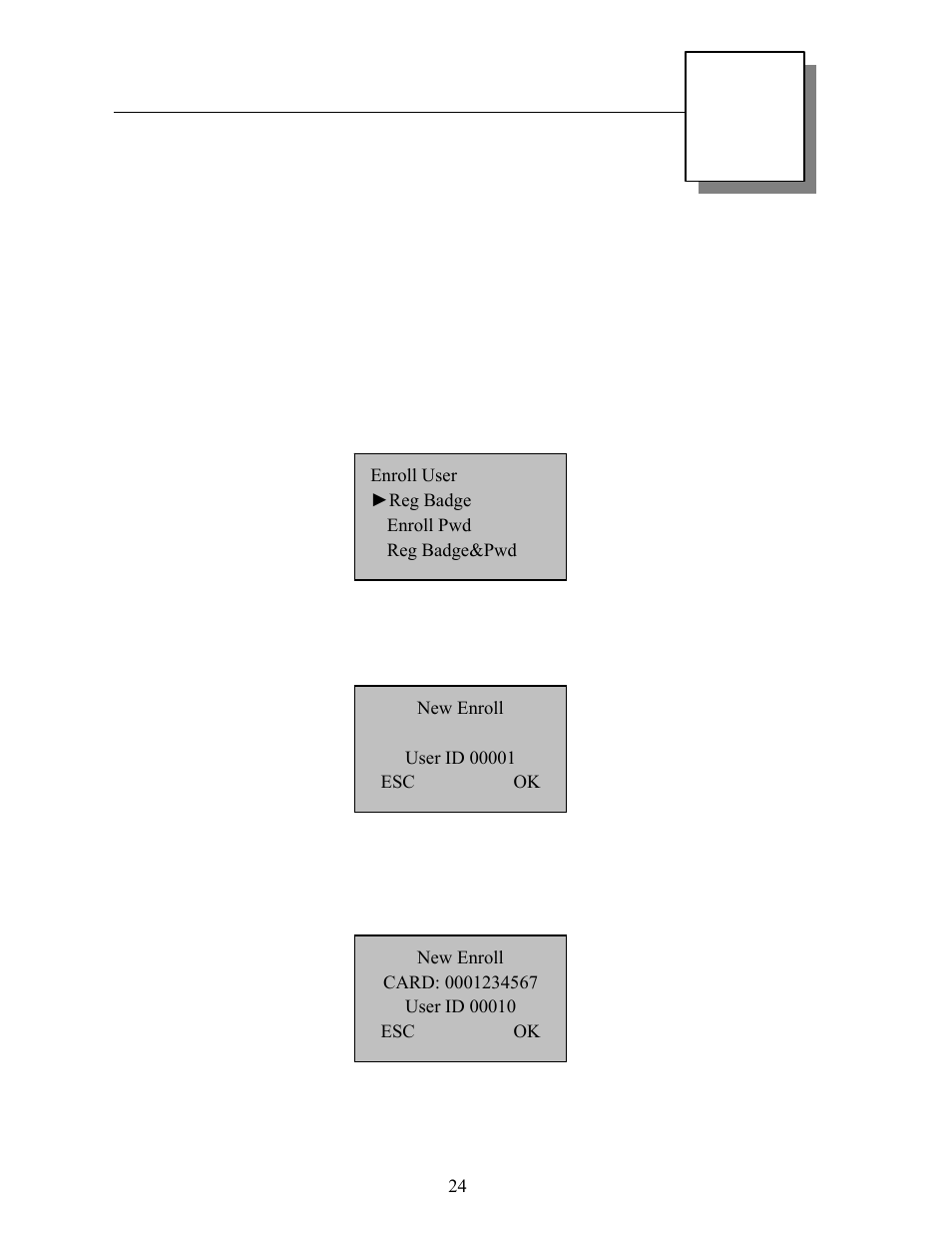 Enrolling – badge terminals | Acroprint TQ600 (software version 4.x and above) User Manual | Page 30 / 58