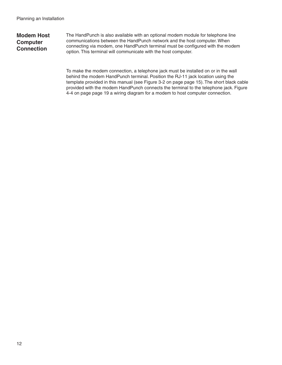 Modem host computer connection | Acroprint HandPunch 2000 User Manual | Page 13 / 62