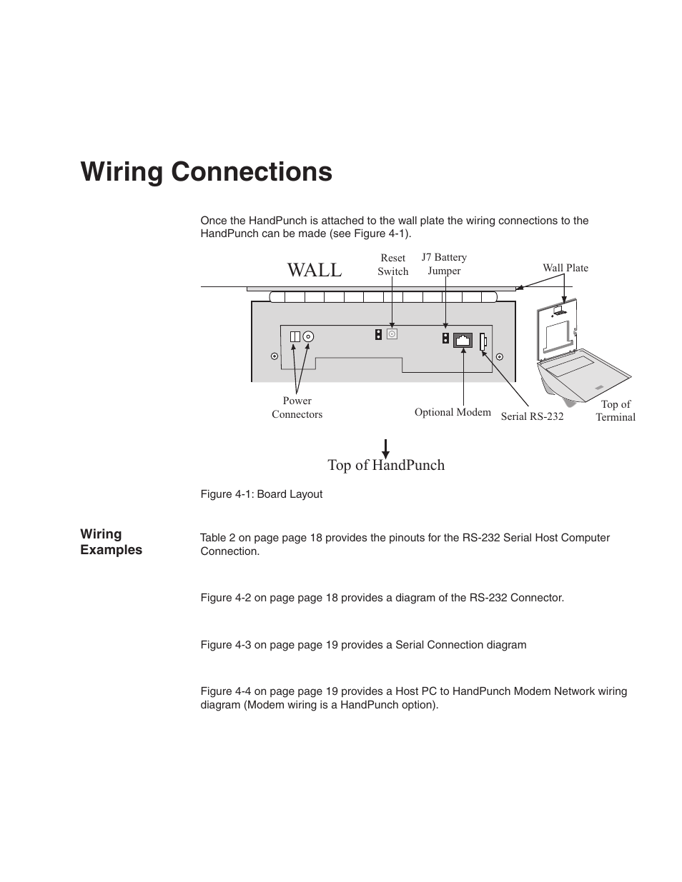 Wiring connections, Wall, Top of handpunch | Acroprint HandPunch 2000 User Manual | Page 18 / 62