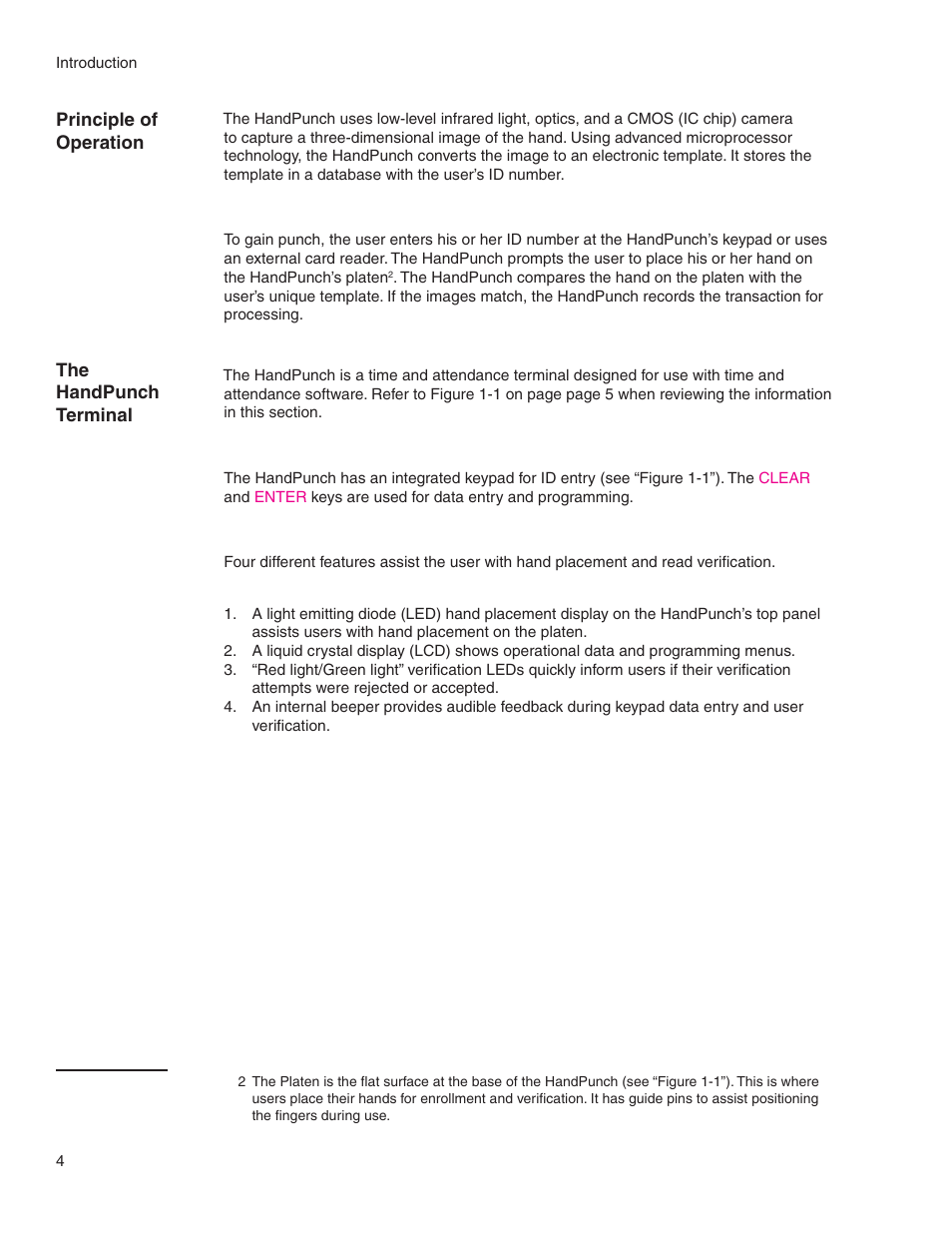 Principle of operation | Acroprint HandPunch 2000 User Manual | Page 5 / 62