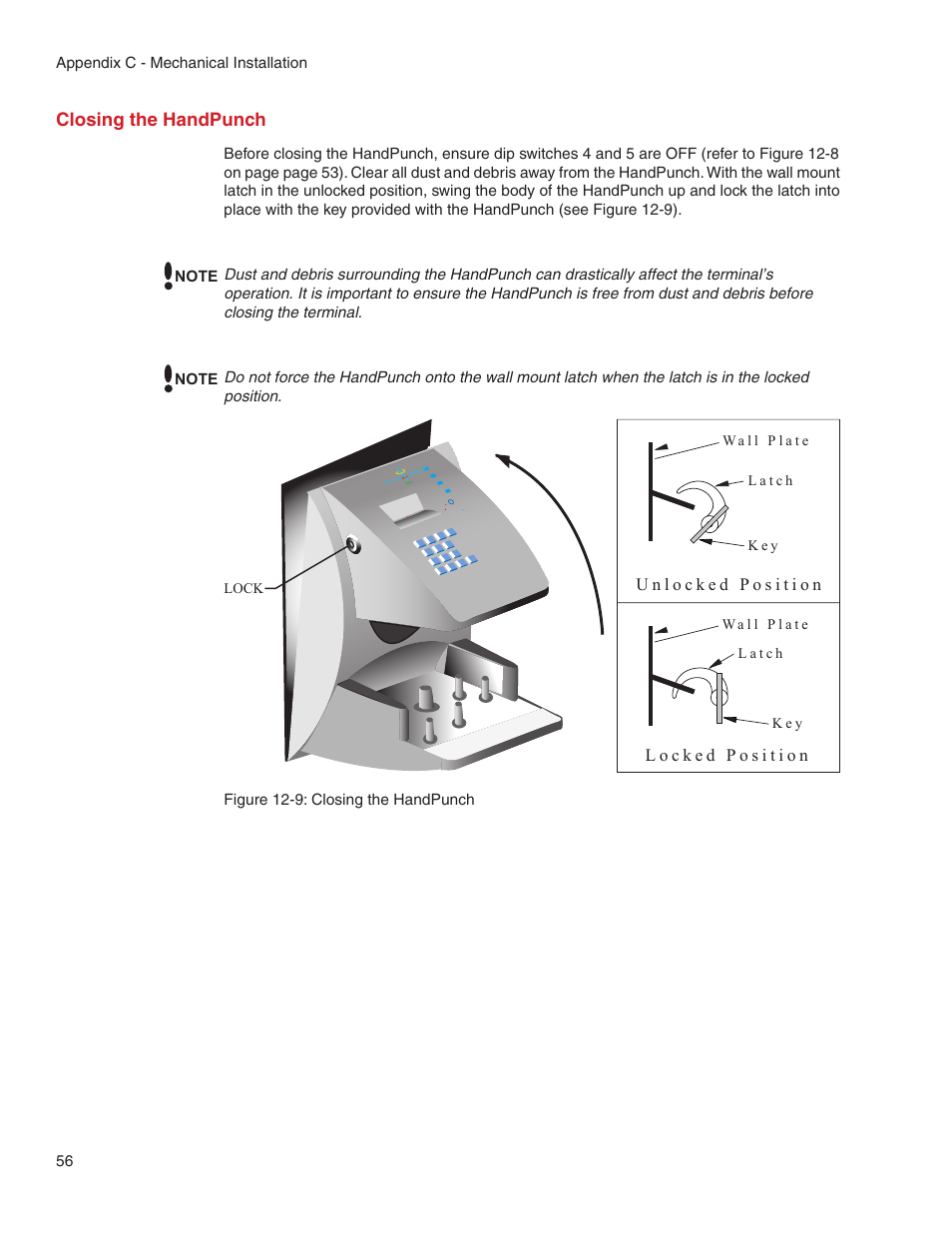 Closing the handpunch | Acroprint HandPunch 2000 User Manual | Page 57 / 62