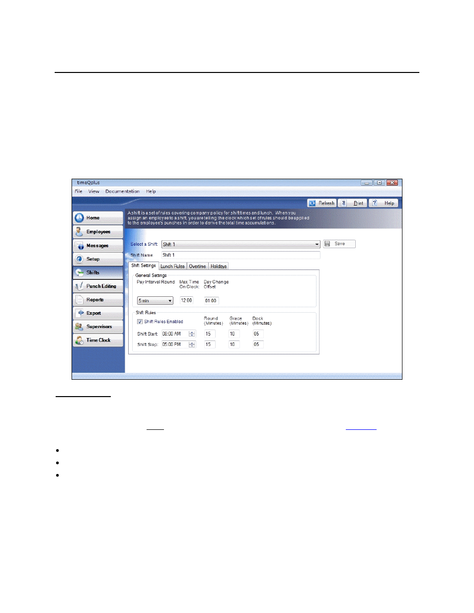 Shifts | Acroprint timeQplus (software version 4.x and above) User Manual | Page 19 / 88