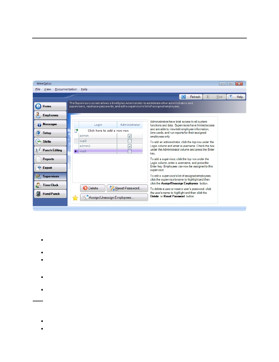 Supervisors | Acroprint timeQplus (software version 4.x and above) User Manual | Page 51 / 88