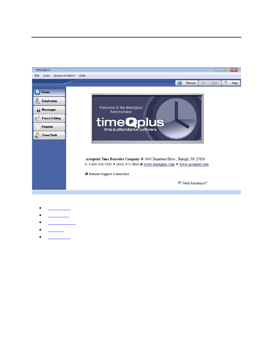 Timeqplus navigation bar | Acroprint timeQplus (software version 4.x and above) User Manual | Page 72 / 88