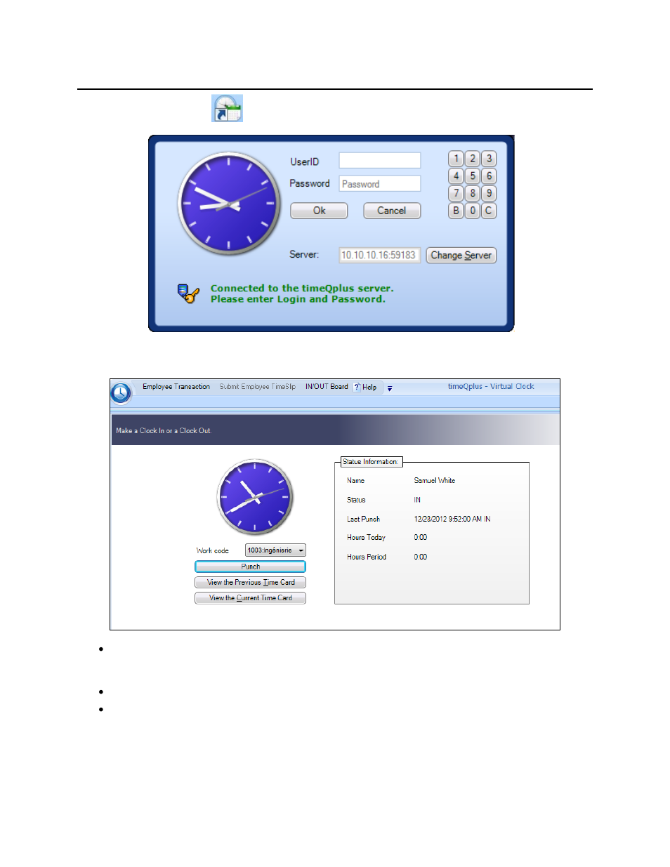 Login to virtual clock | Acroprint timeQplus (software version 4.x and above) User Manual | Page 80 / 88