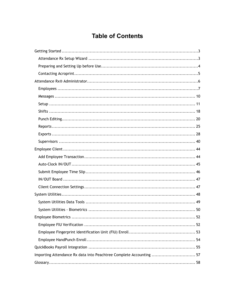 Acroprint Attendance Rx User Manual | Page 2 / 60