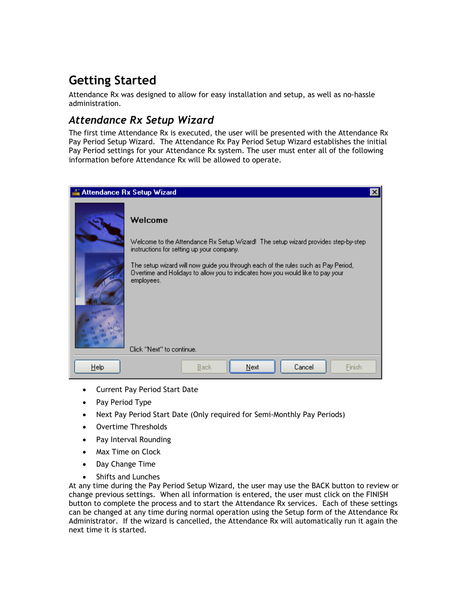 Getting started, Attendance rx setup wizard | Acroprint Attendance Rx User Manual | Page 3 / 60