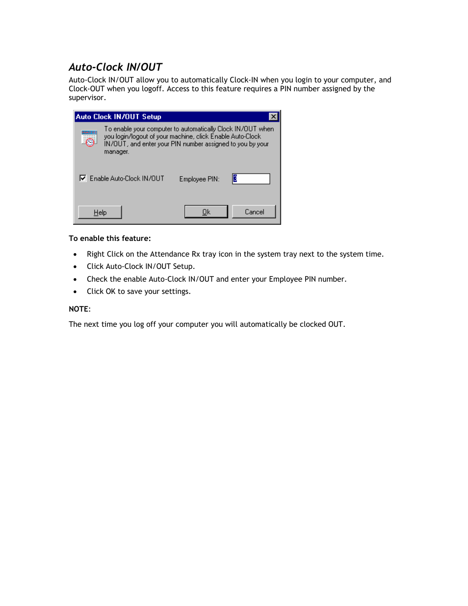 Auto-clock in/out | Acroprint Attendance Rx User Manual | Page 45 / 60