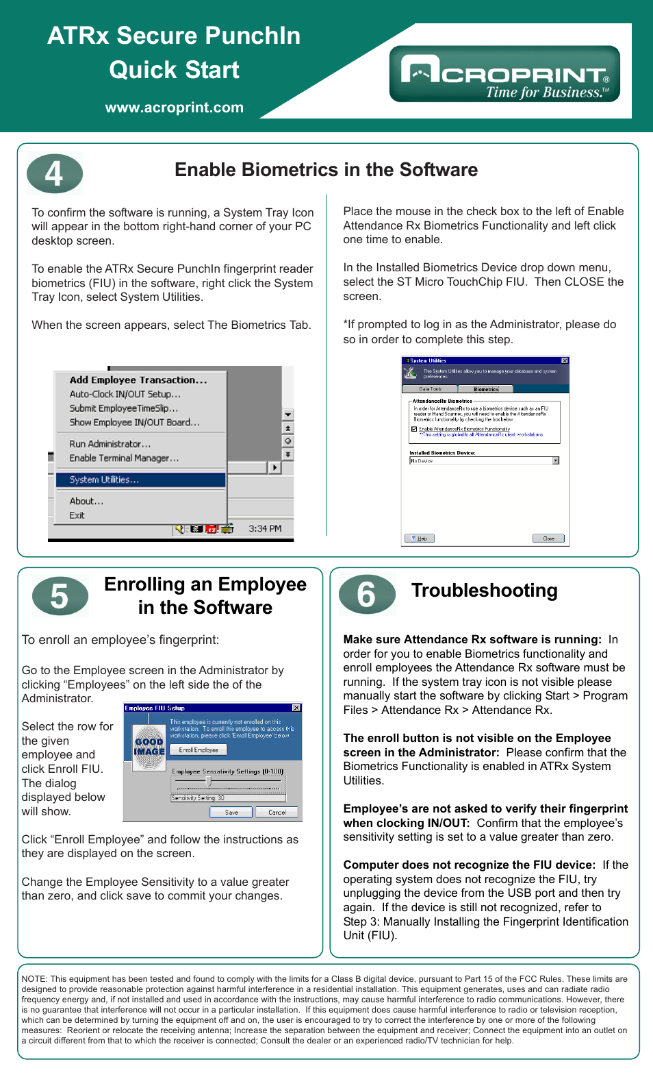 Acroprint ATRx Secure PunchIn User Manual | 2 pages