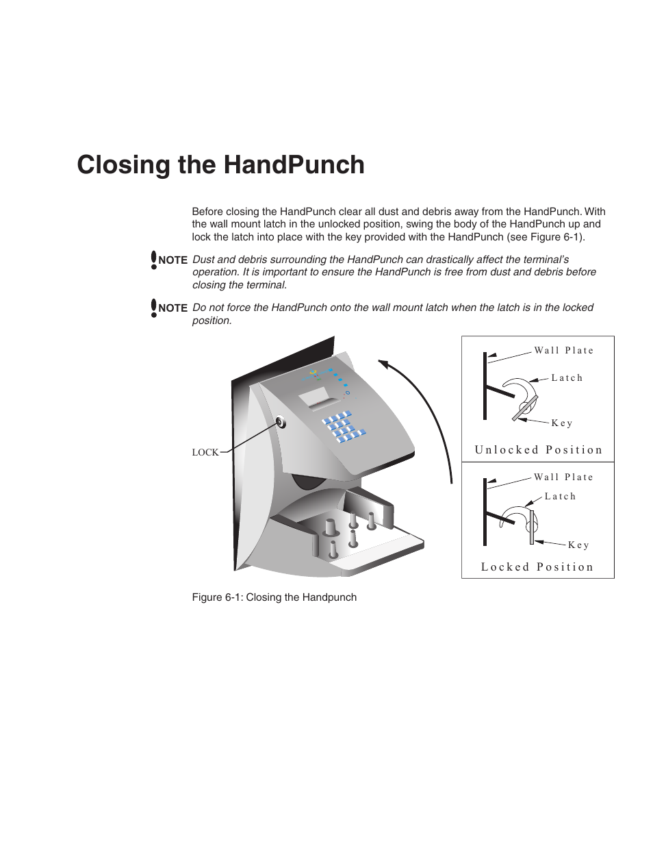 Closing the handpunch | Acroprint HandPunch 1000 User Manual | Page 22 / 60