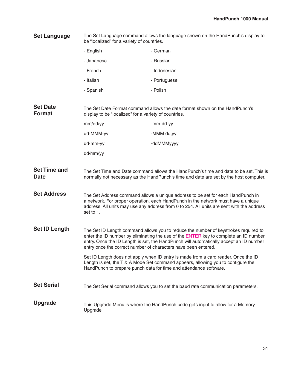 Acroprint HandPunch 1000 User Manual | Page 33 / 60