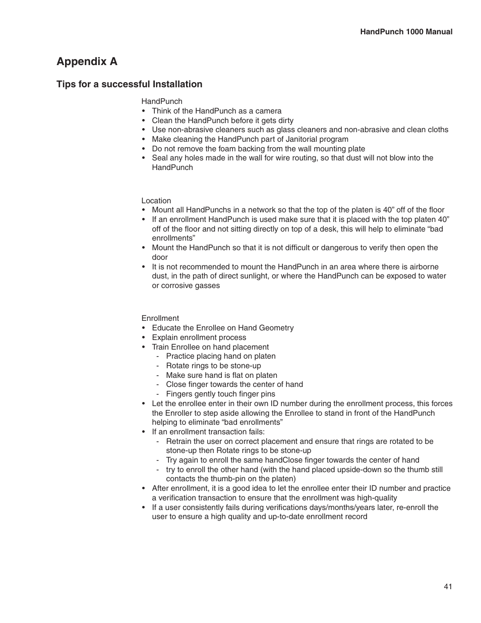 Appendix a | Acroprint HandPunch 1000 User Manual | Page 43 / 60