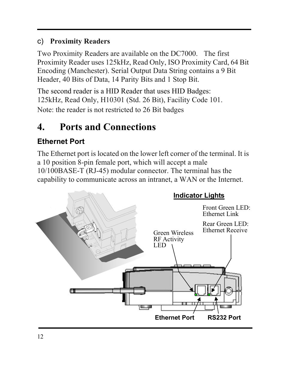Ports and connections | Acroprint DC7000 User Manual | Page 12 / 36