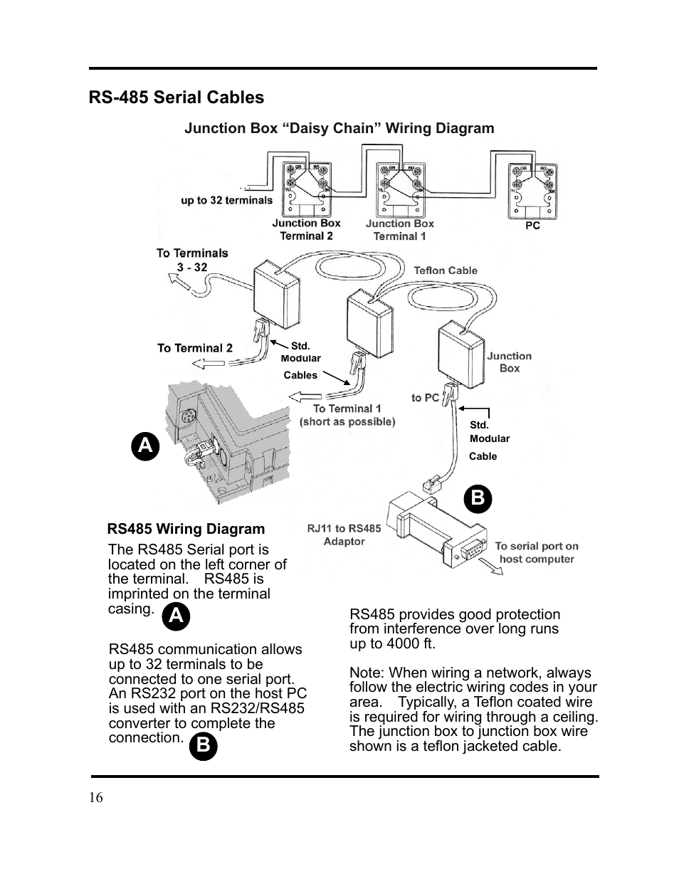 Rs-485 serial cables | Acroprint DC7000 User Manual | Page 16 / 36
