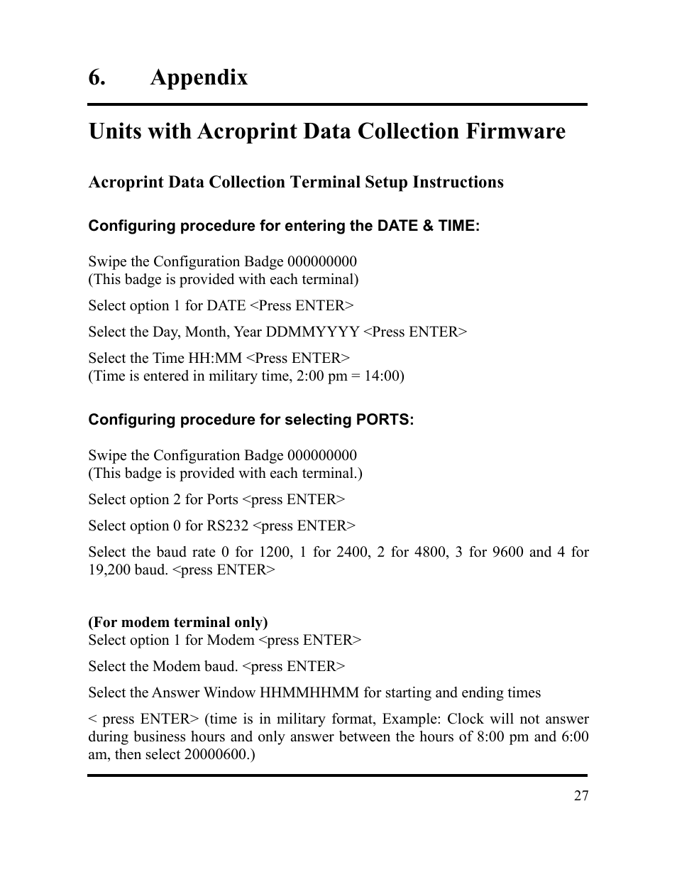 Acroprint DC7000 User Manual | Page 27 / 36