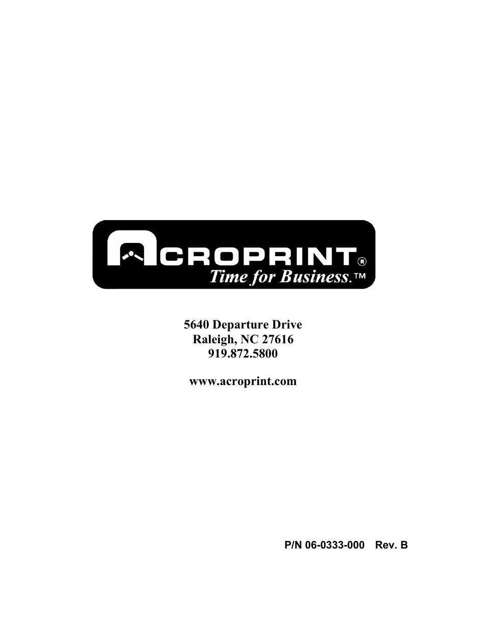 Acroprint DC7000 User Manual | Page 36 / 36