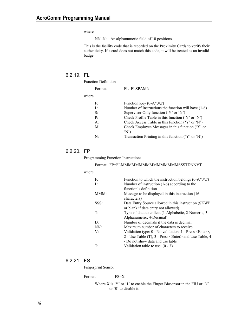 Acrocomm programming manual | Acroprint AcroComm User Manual | Page 38 / 64