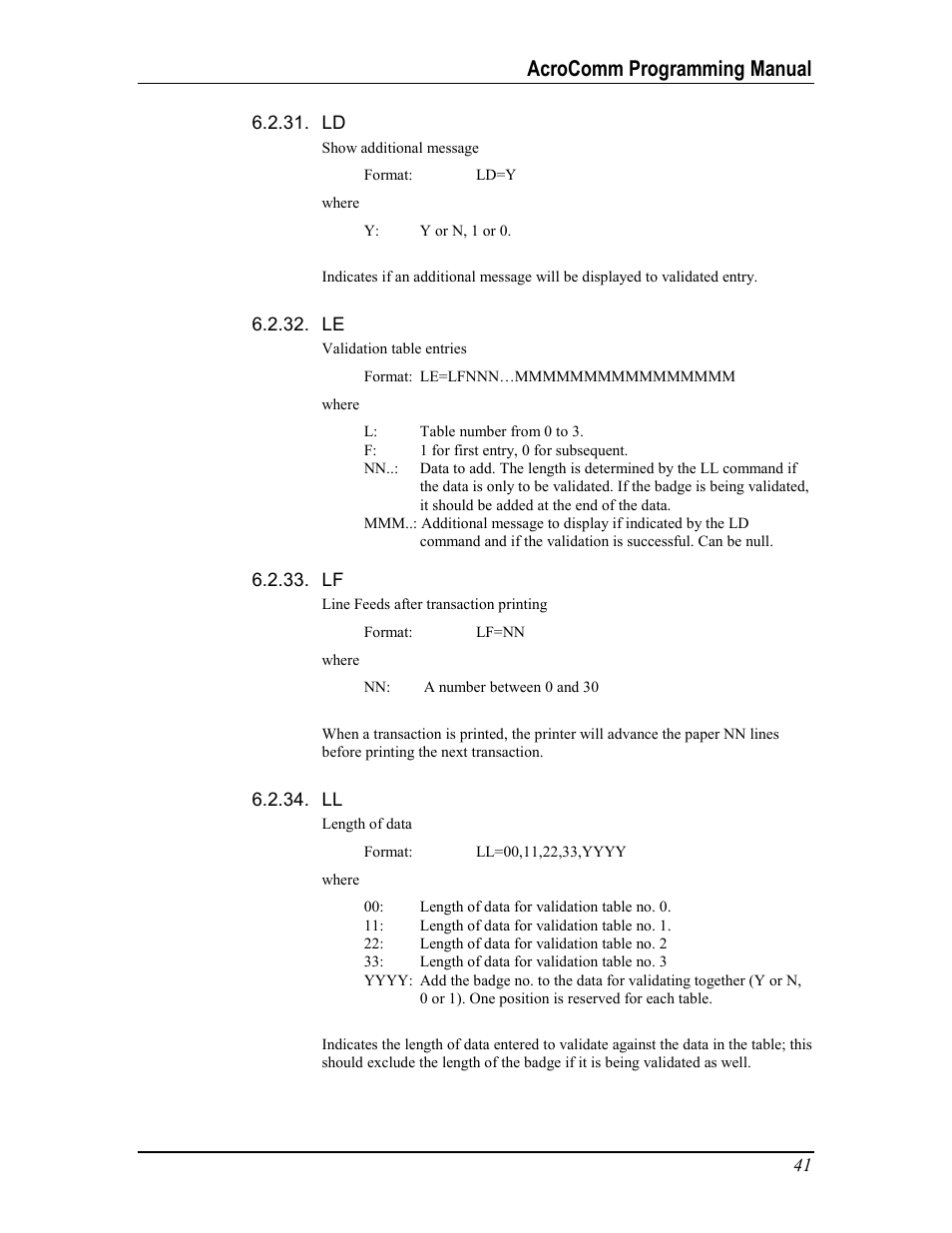 Acrocomm programming manual | Acroprint AcroComm User Manual | Page 41 / 64