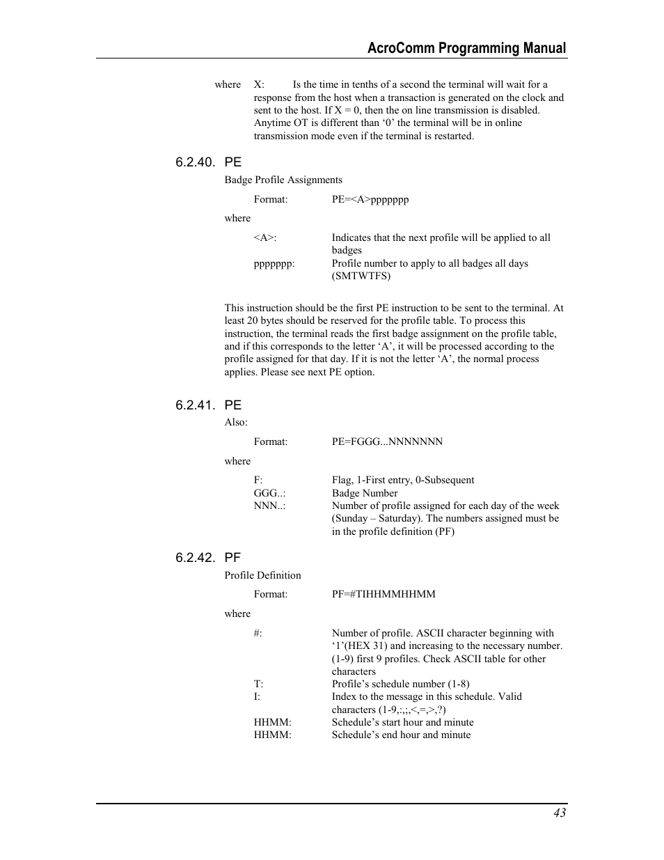 Acrocomm programming manual | Acroprint AcroComm User Manual | Page 43 / 64