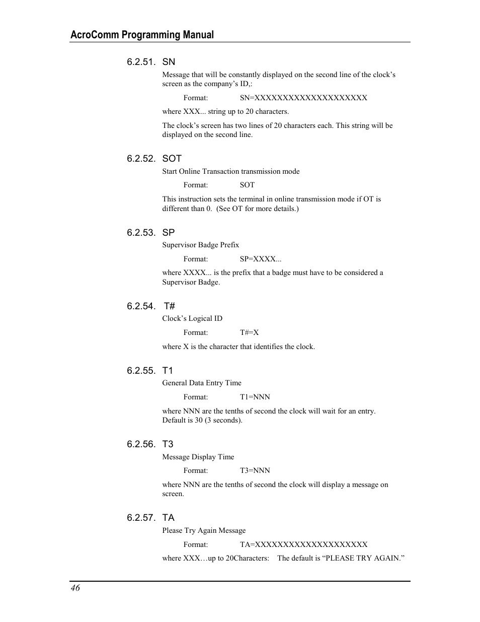 Acrocomm programming manual | Acroprint AcroComm User Manual | Page 46 / 64