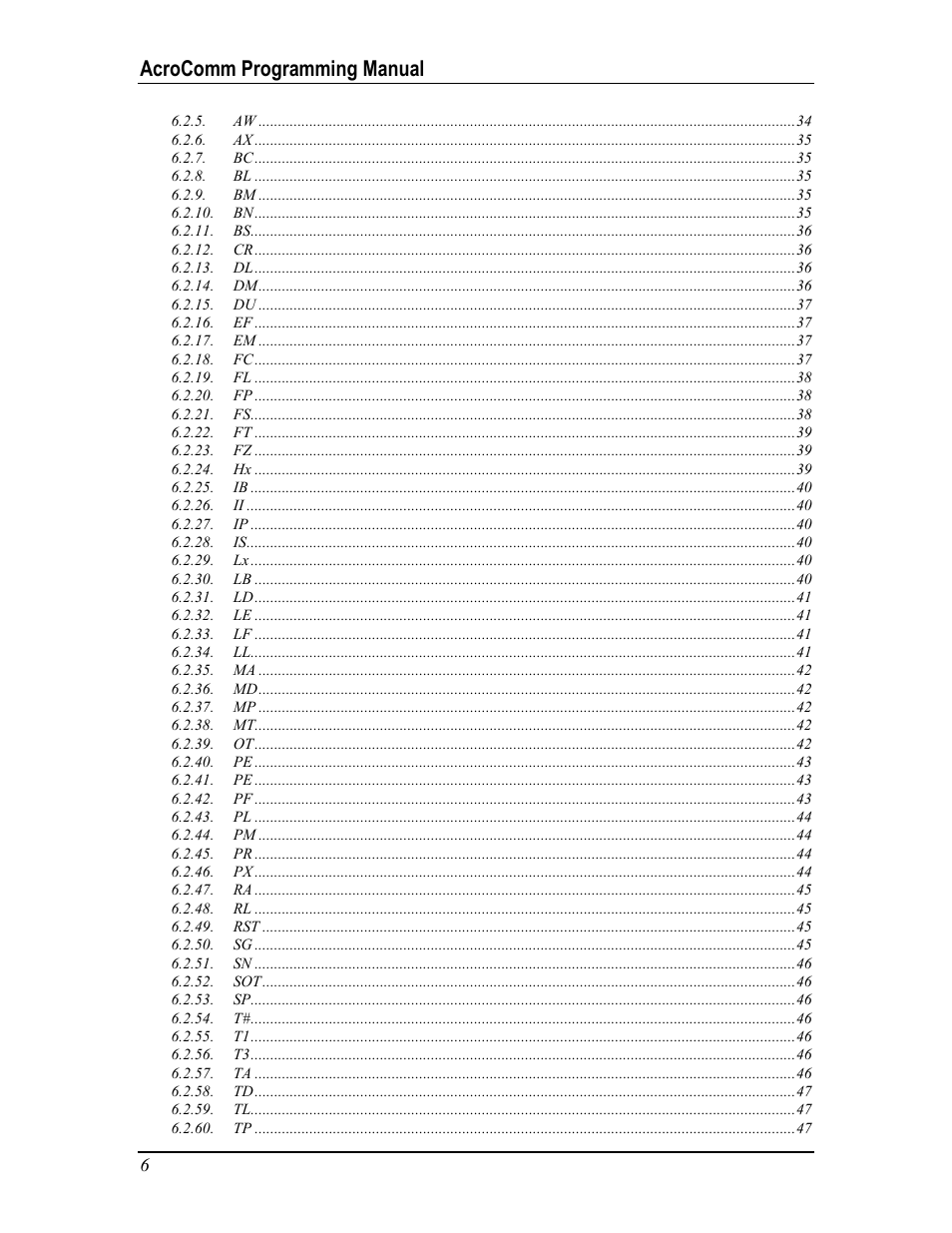 Acrocomm programming manual | Acroprint AcroComm User Manual | Page 6 / 64