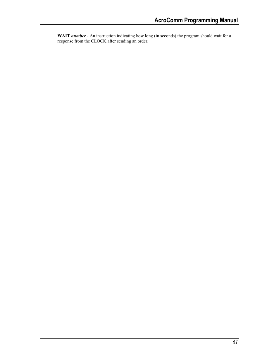 Appendix f: ascii code list, Acrocomm programming manual | Acroprint AcroComm User Manual | Page 61 / 64