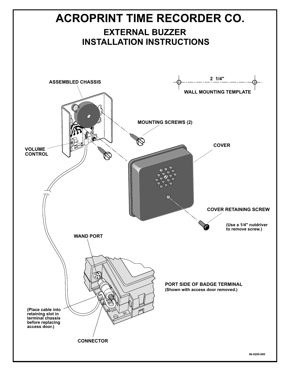 Acroprint Time Q +Plus External buzzer User Manual | 1 page
