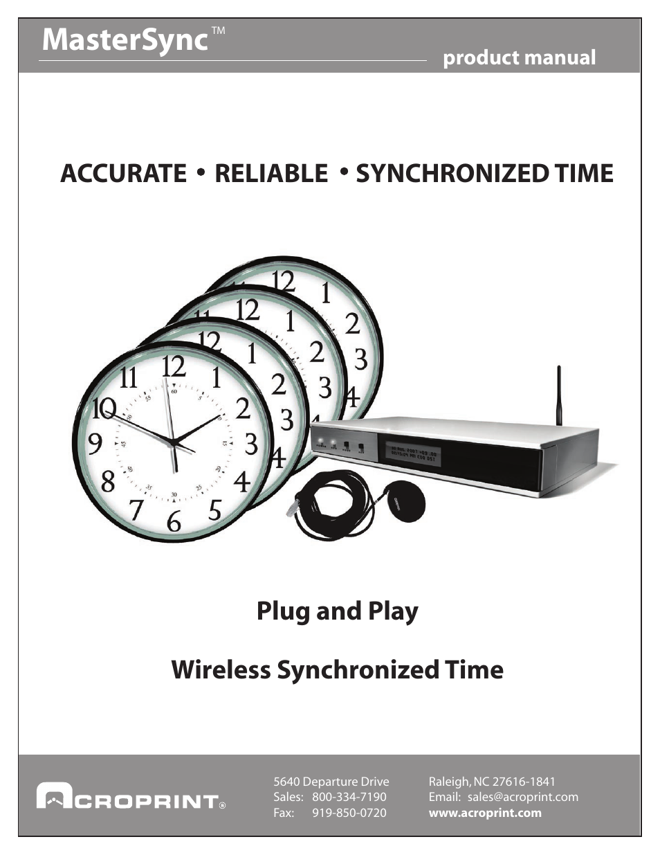 Acroprint MasterSync Wireless Synchronized Clock Systems User Manual | 7 pages