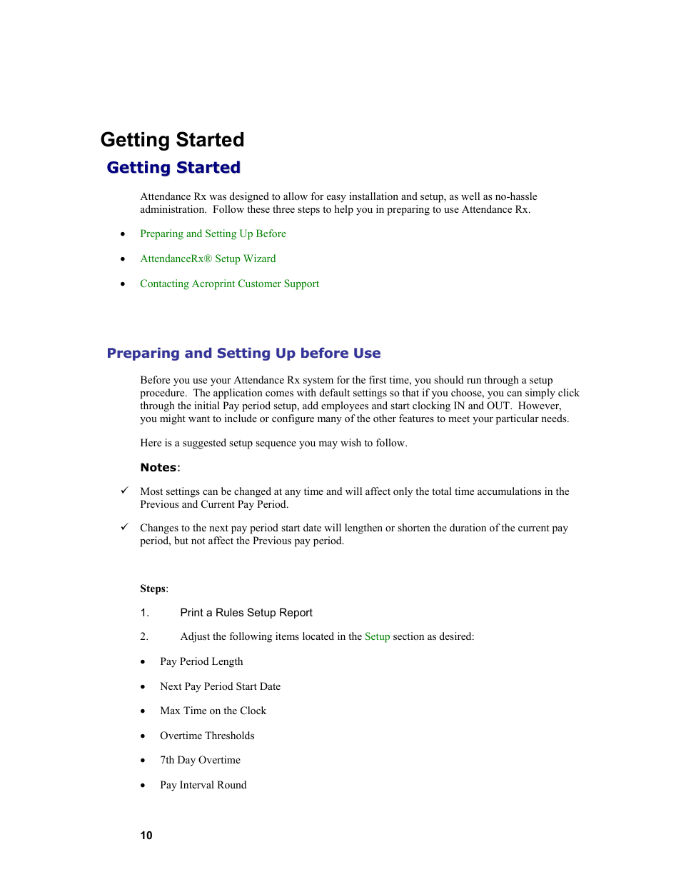 Getting started | Acroprint Attendance Rx User Manual | Page 10 / 61