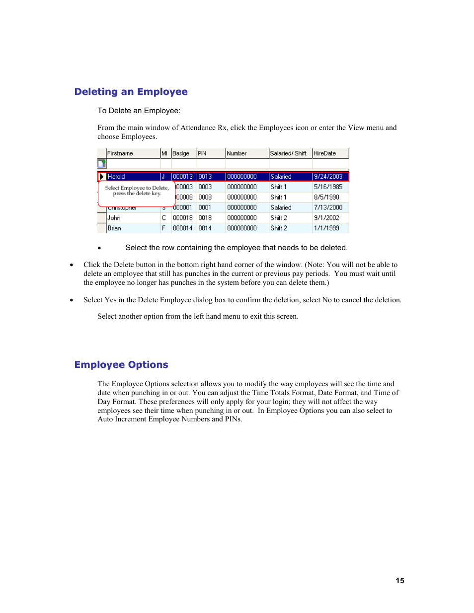 Acroprint Attendance Rx User Manual | Page 15 / 61