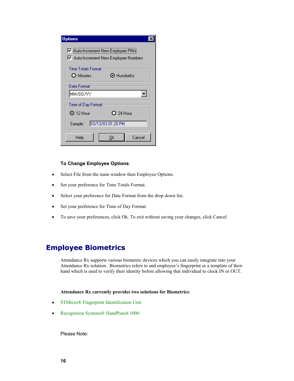 Acroprint Attendance Rx User Manual | Page 16 / 61