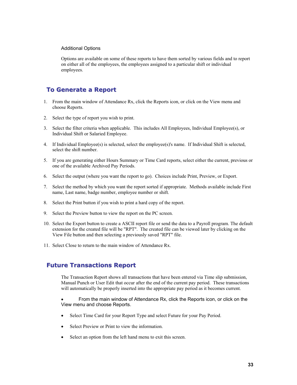 Acroprint Attendance Rx User Manual | Page 33 / 61