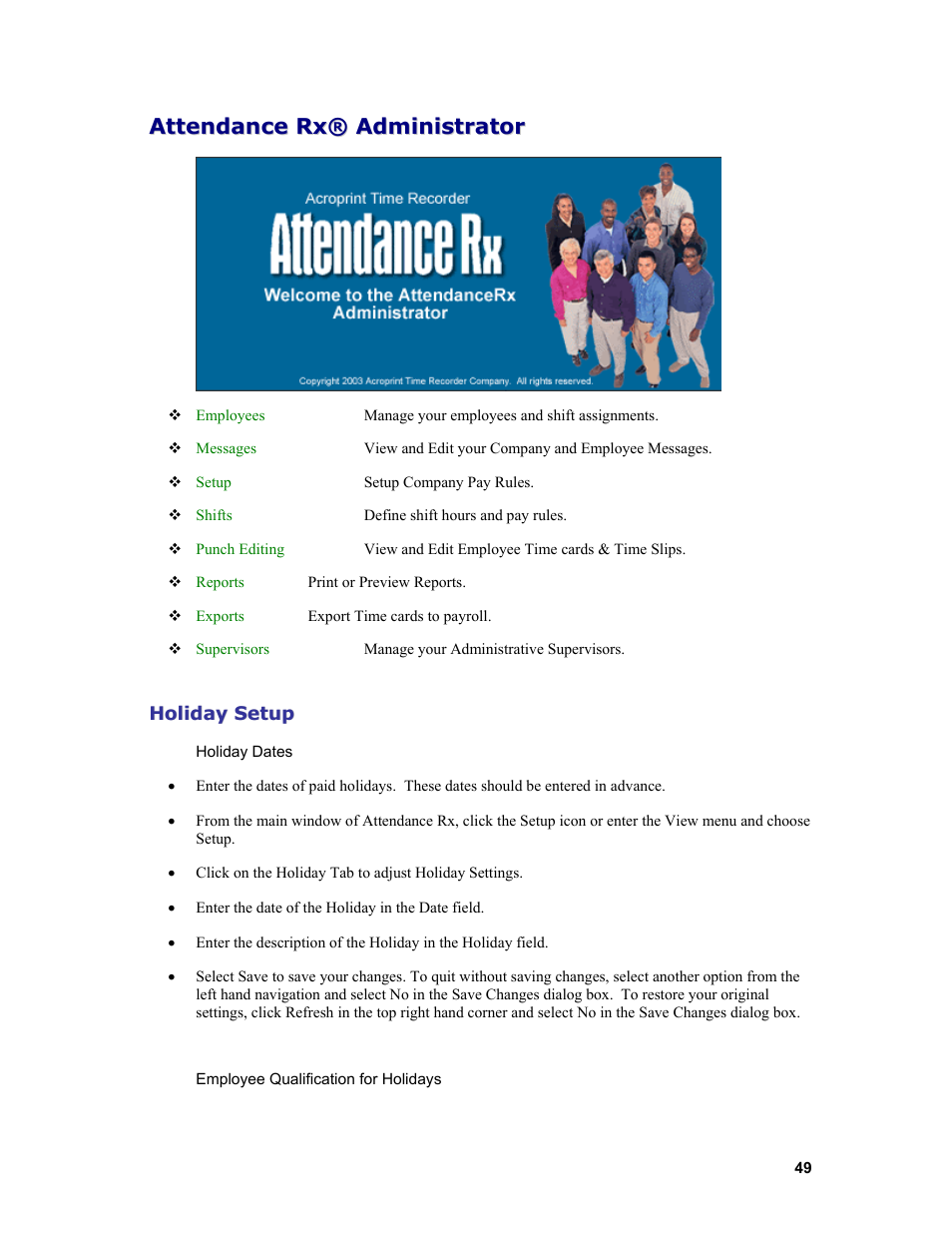 Acroprint Attendance Rx User Manual | Page 49 / 61