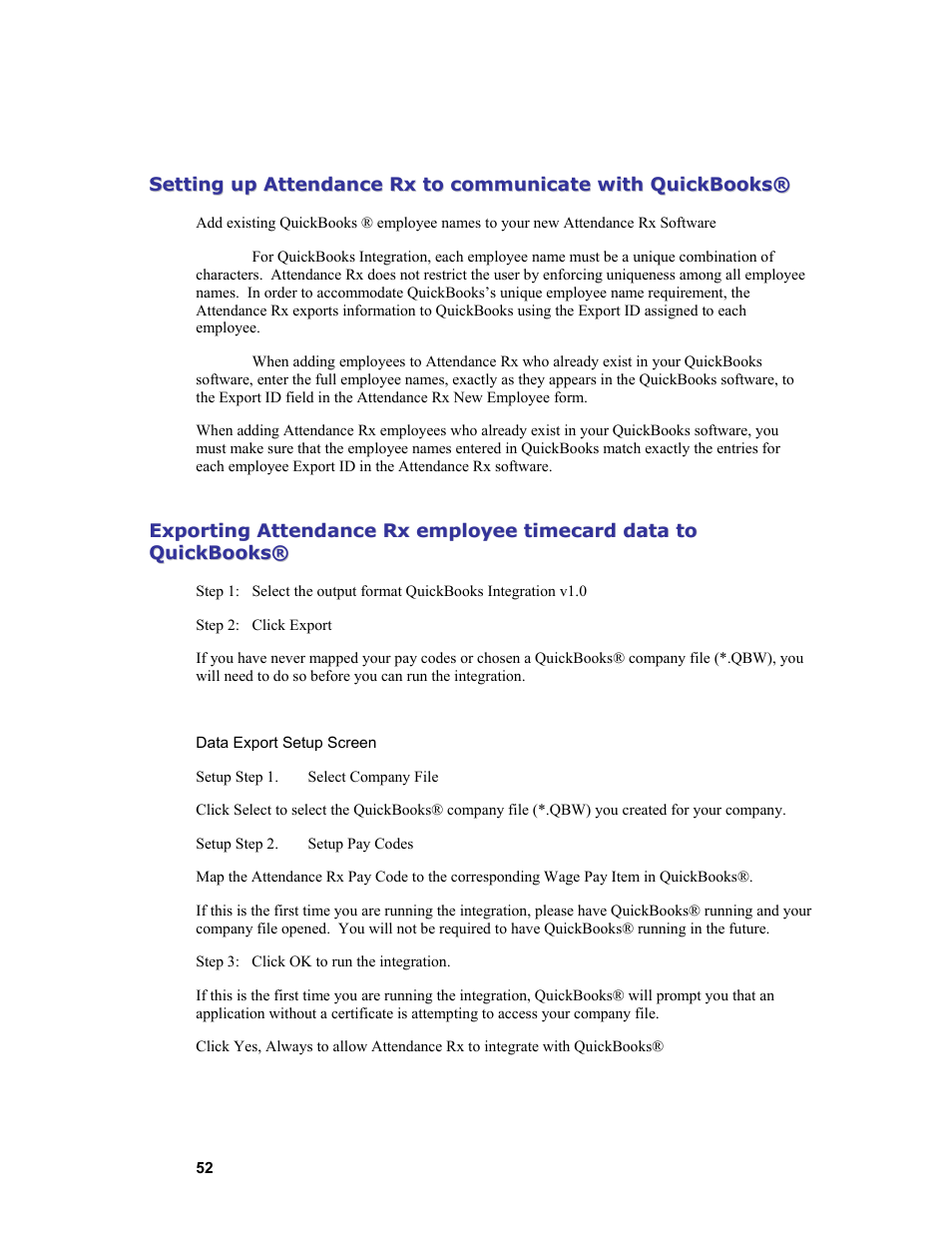 Acroprint Attendance Rx User Manual | Page 52 / 61