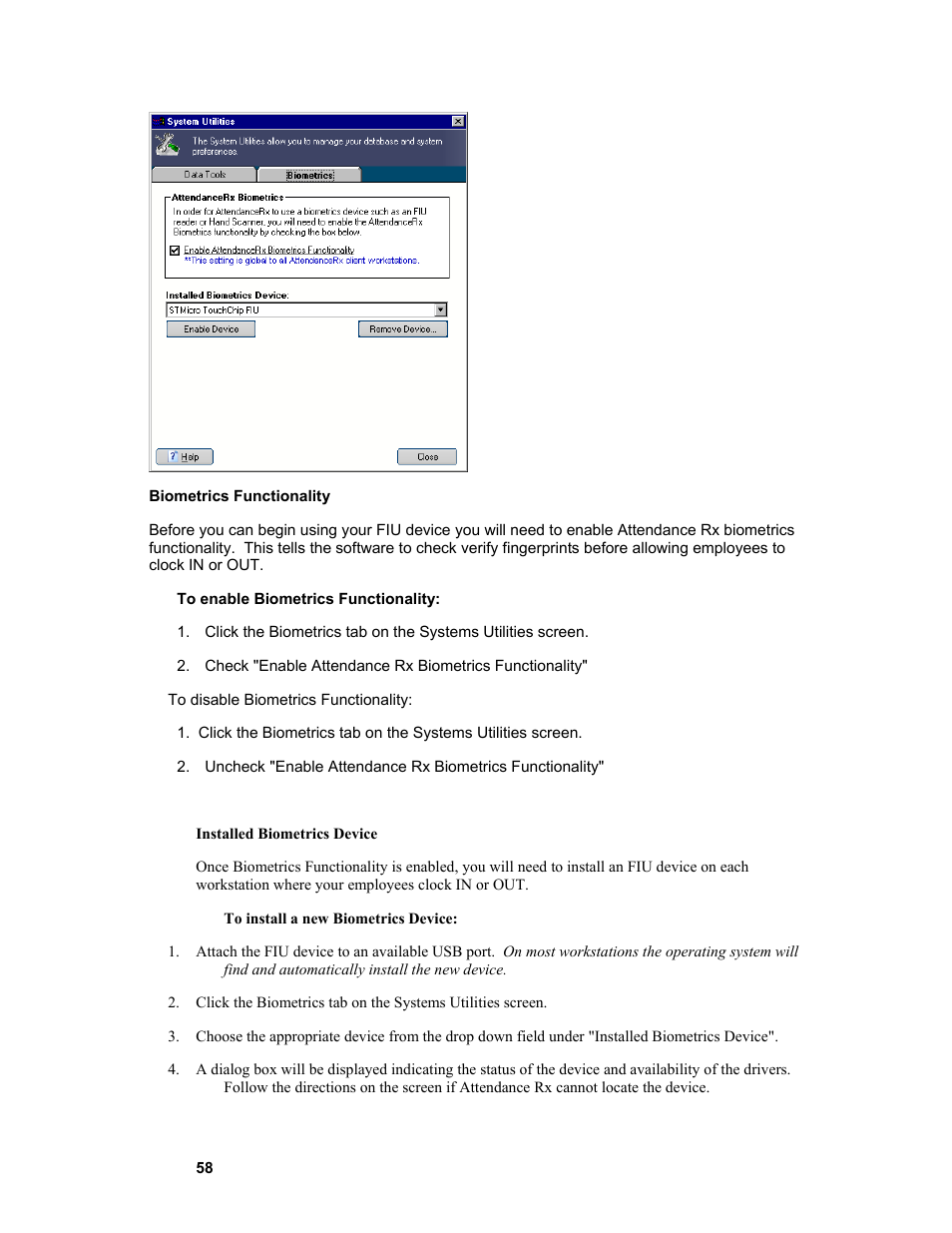 Acroprint Attendance Rx User Manual | Page 58 / 61