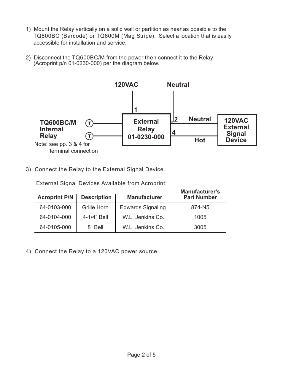 Acroprint TQ600M (software version 4.x and above) User Manual | Page 2 / 5