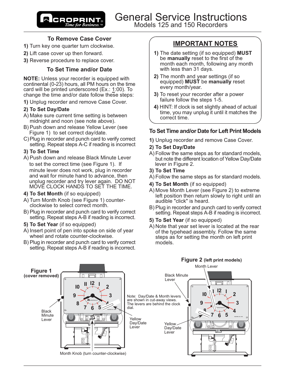 Acroprint 150 Time Clocks User Manual | 4 pages