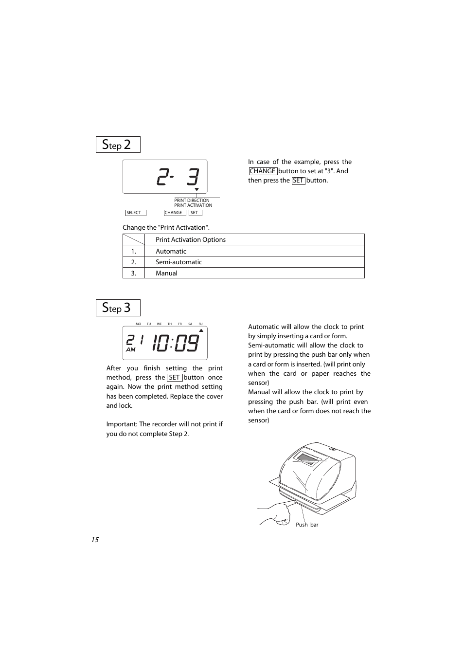 Setting the print style s | Acroprint ES700 Electronic Time Recorder User Manual | Page 20 / 34