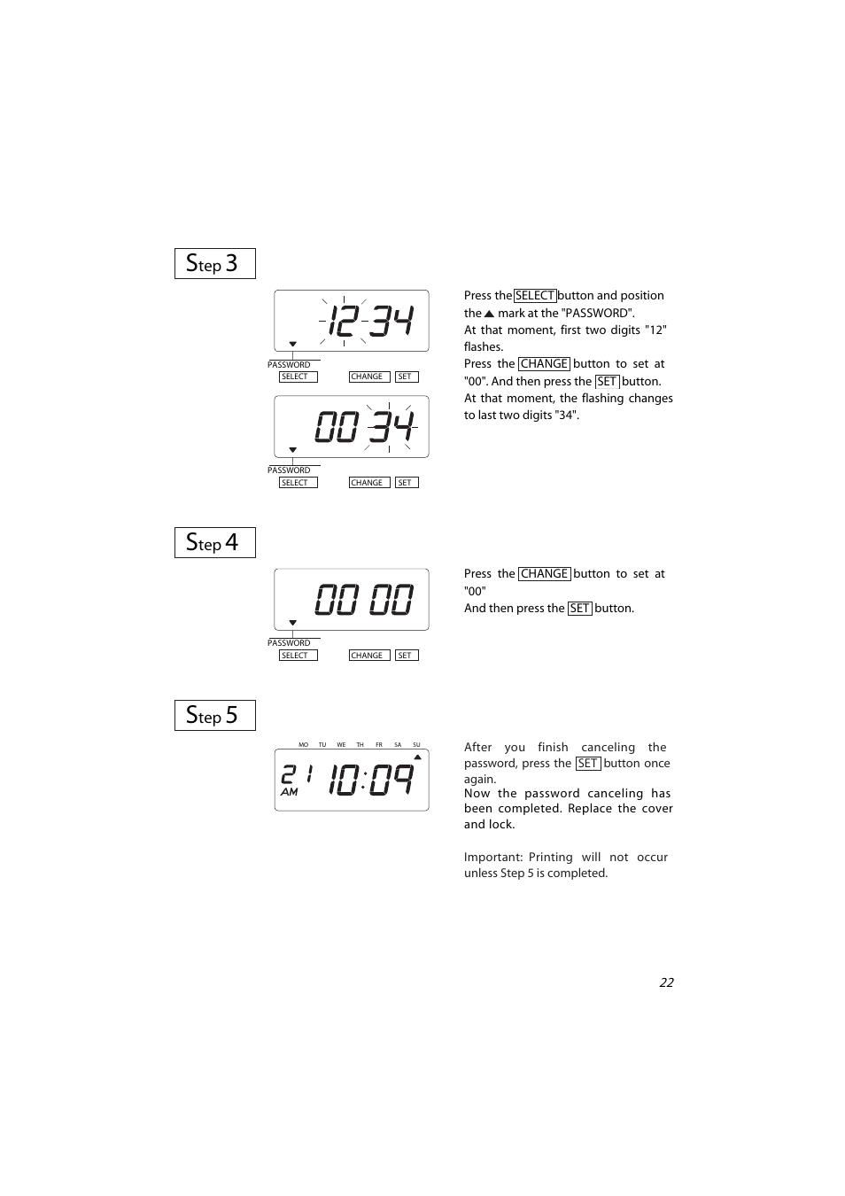 Setting the password s | Acroprint ES700 Electronic Time Recorder User Manual | Page 27 / 34