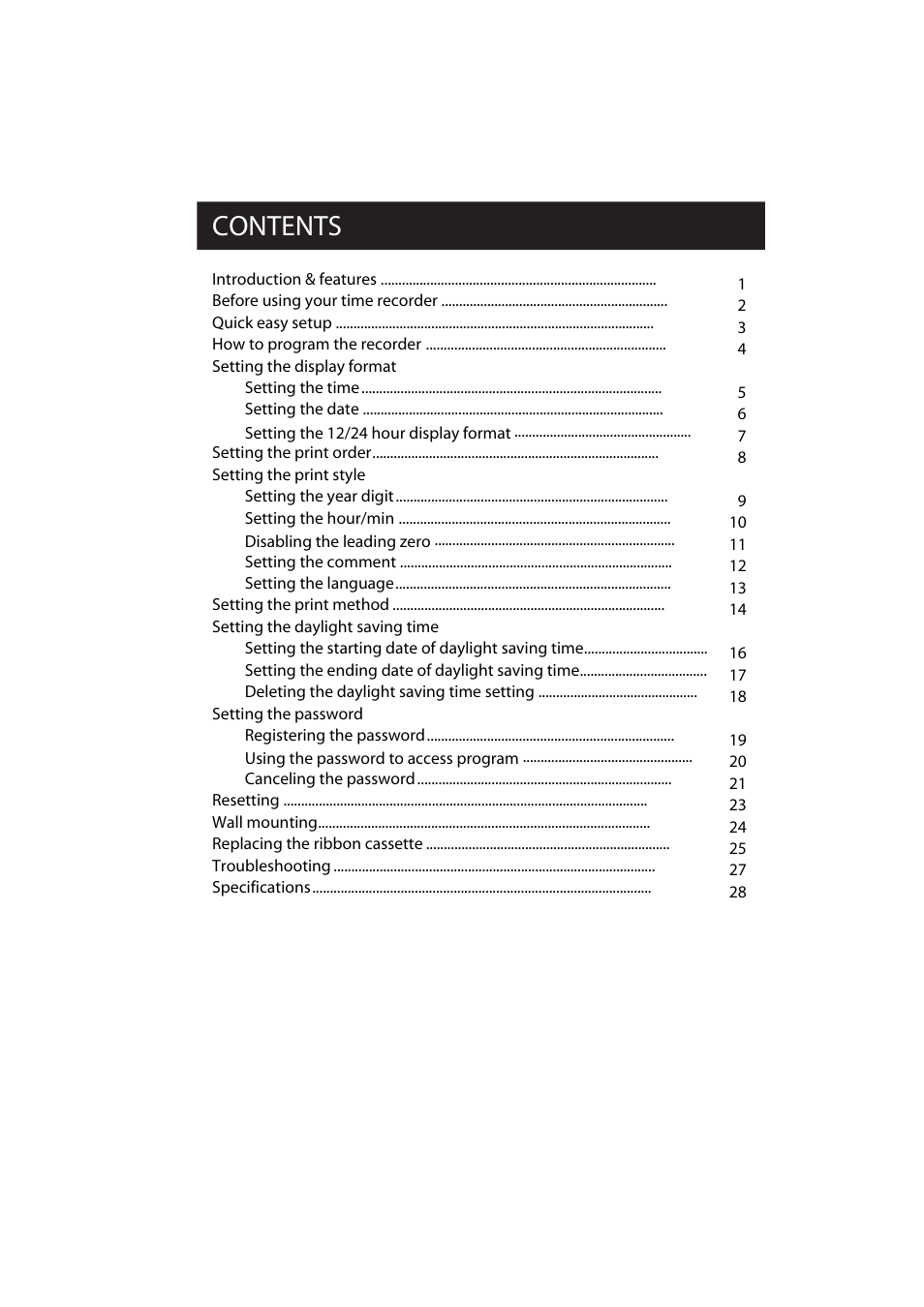 Acroprint ES700 Electronic Time Recorder User Manual | Page 5 / 34