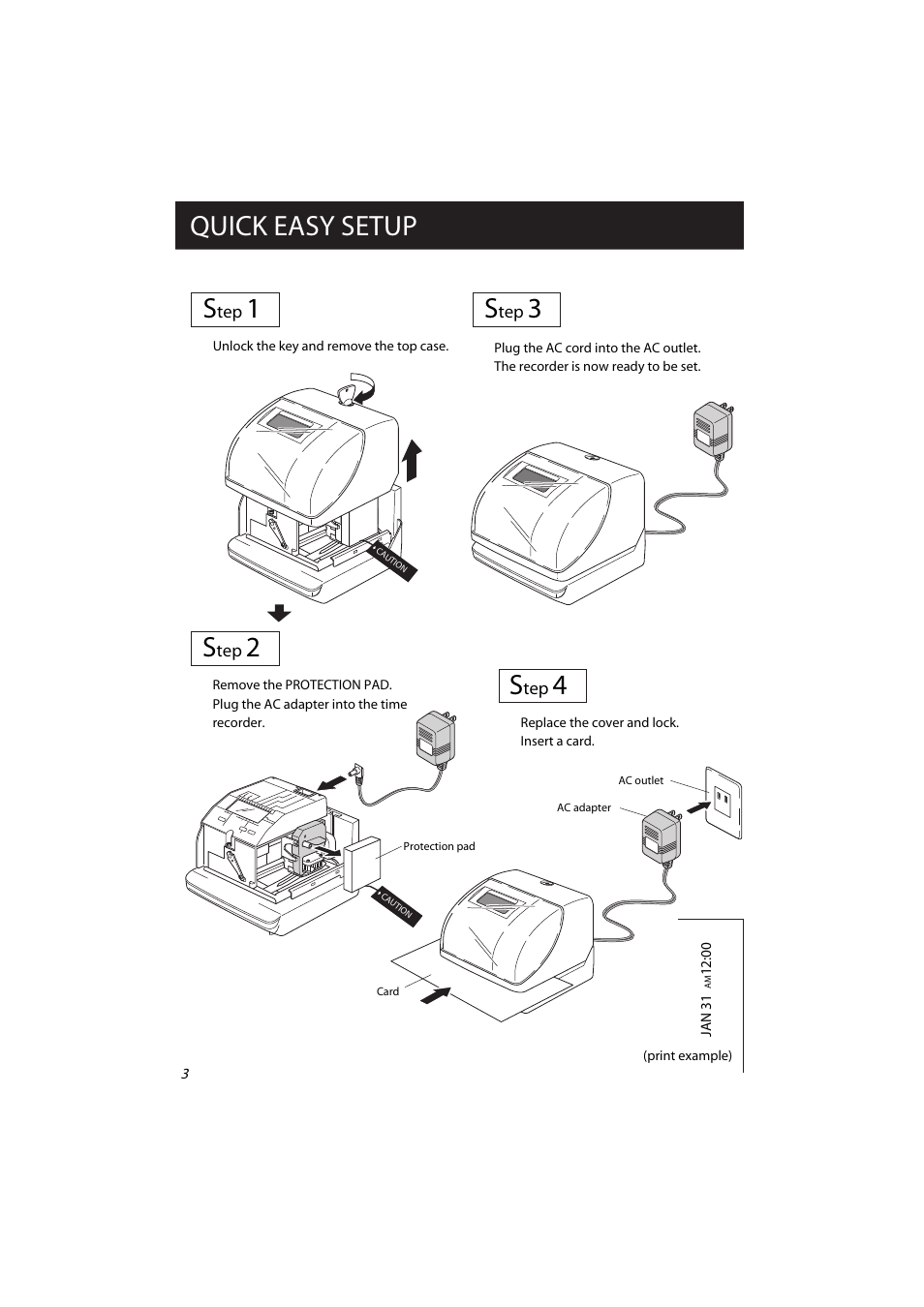 Quick easy setup s | Acroprint ES700 Electronic Time Recorder User Manual | Page 8 / 34