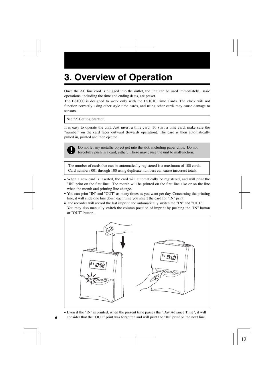 Overview of operation | Acroprint ES1000 Totalizing Payroll Recorder User Manual | Page 12 / 76