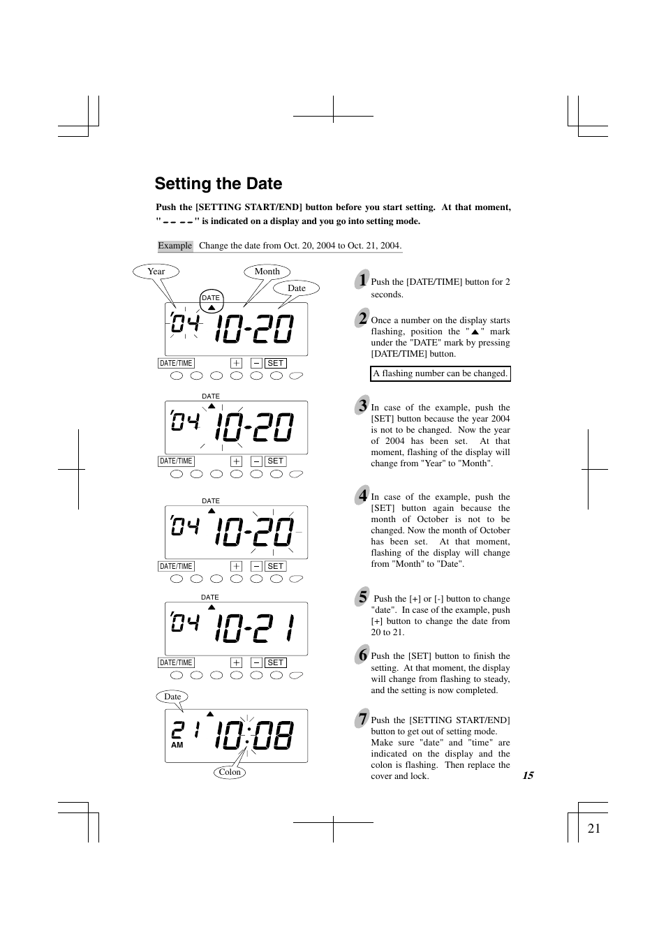 Setting the date, Setting the date 1 | Acroprint ES1000 Totalizing Payroll Recorder User Manual | Page 21 / 76
