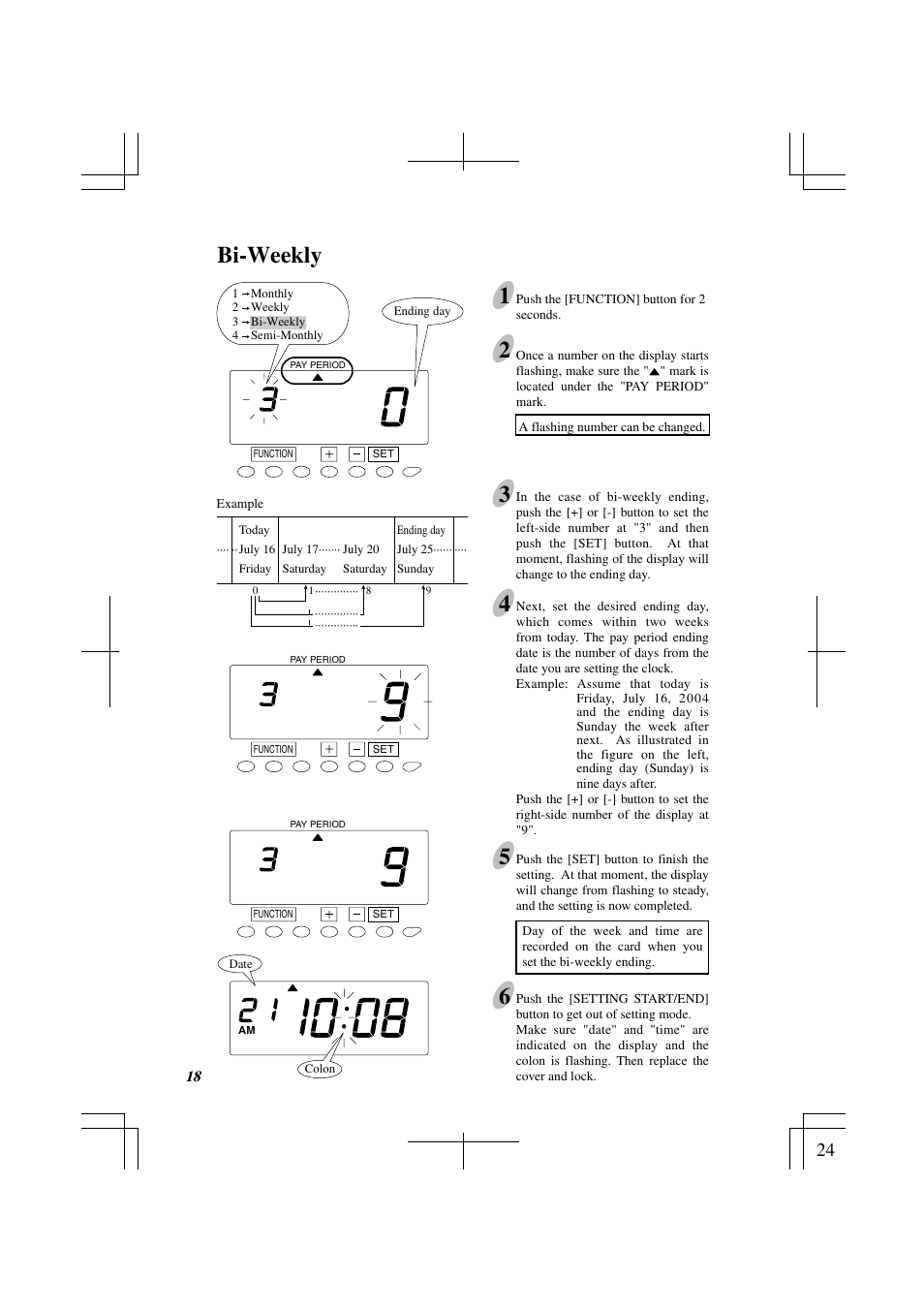 Bi-weekly, Bi-weekly 1 | Acroprint ES1000 Totalizing Payroll Recorder User Manual | Page 24 / 76