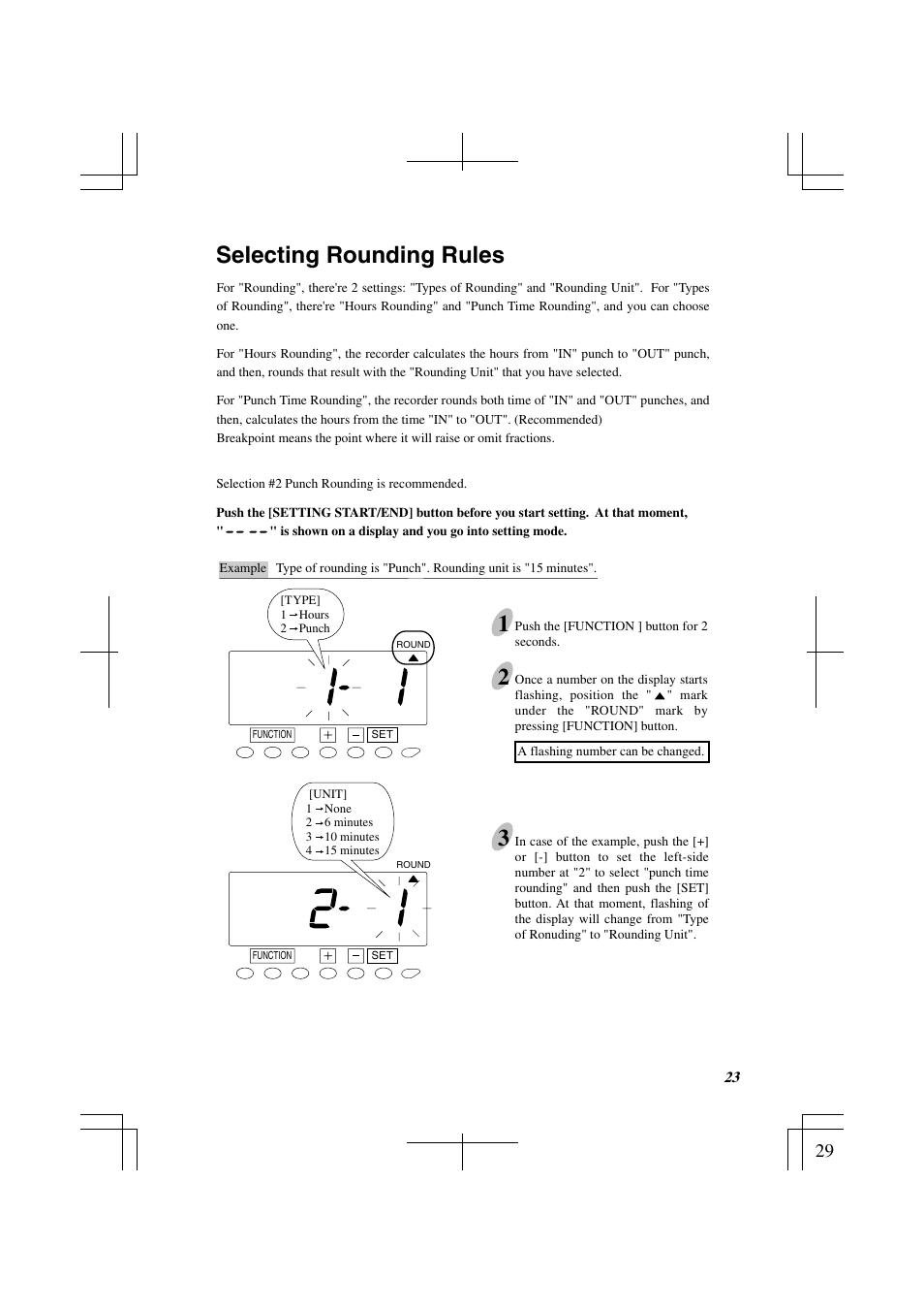 Selecting rounding rules, Selecting rounding rules 1 | Acroprint ES1000 Totalizing Payroll Recorder User Manual | Page 29 / 76