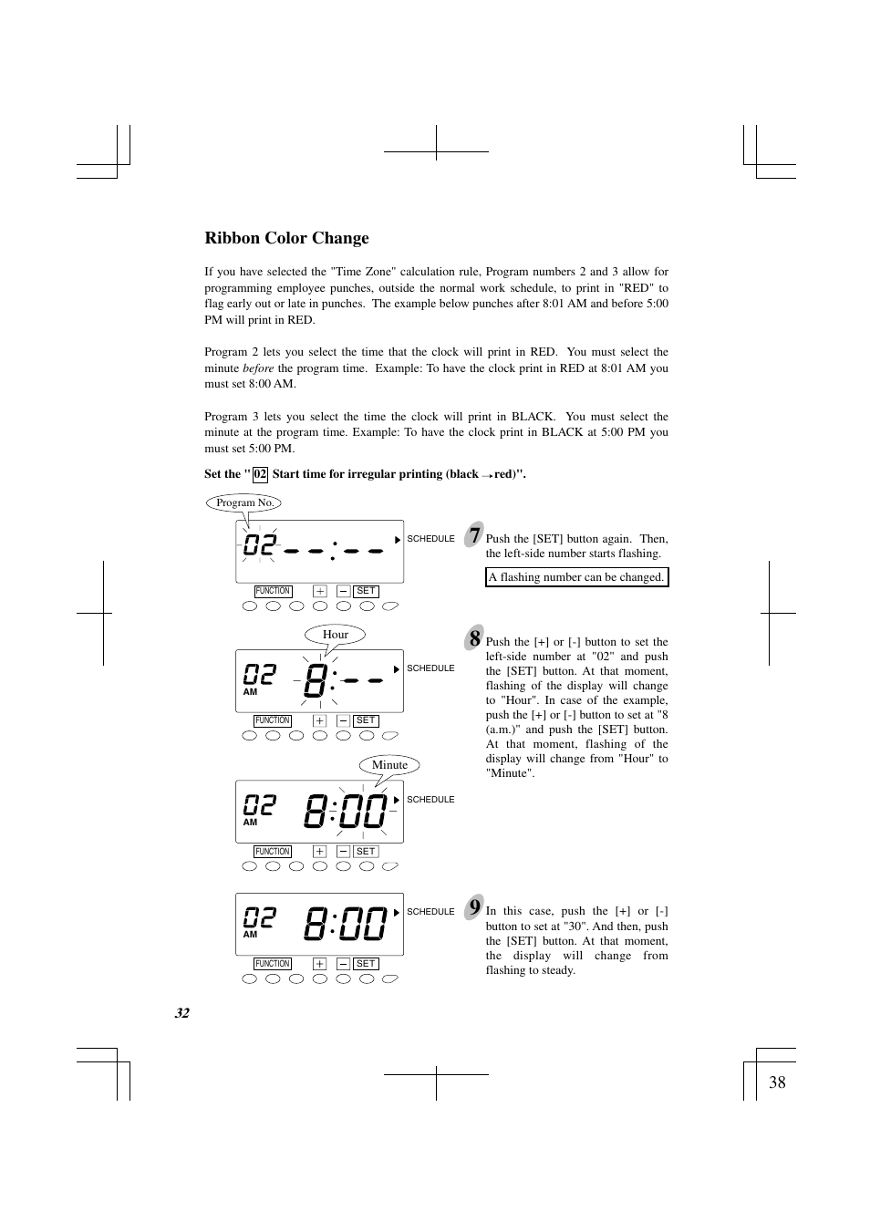 Ribbon color change | Acroprint ES1000 Totalizing Payroll Recorder User Manual | Page 38 / 76