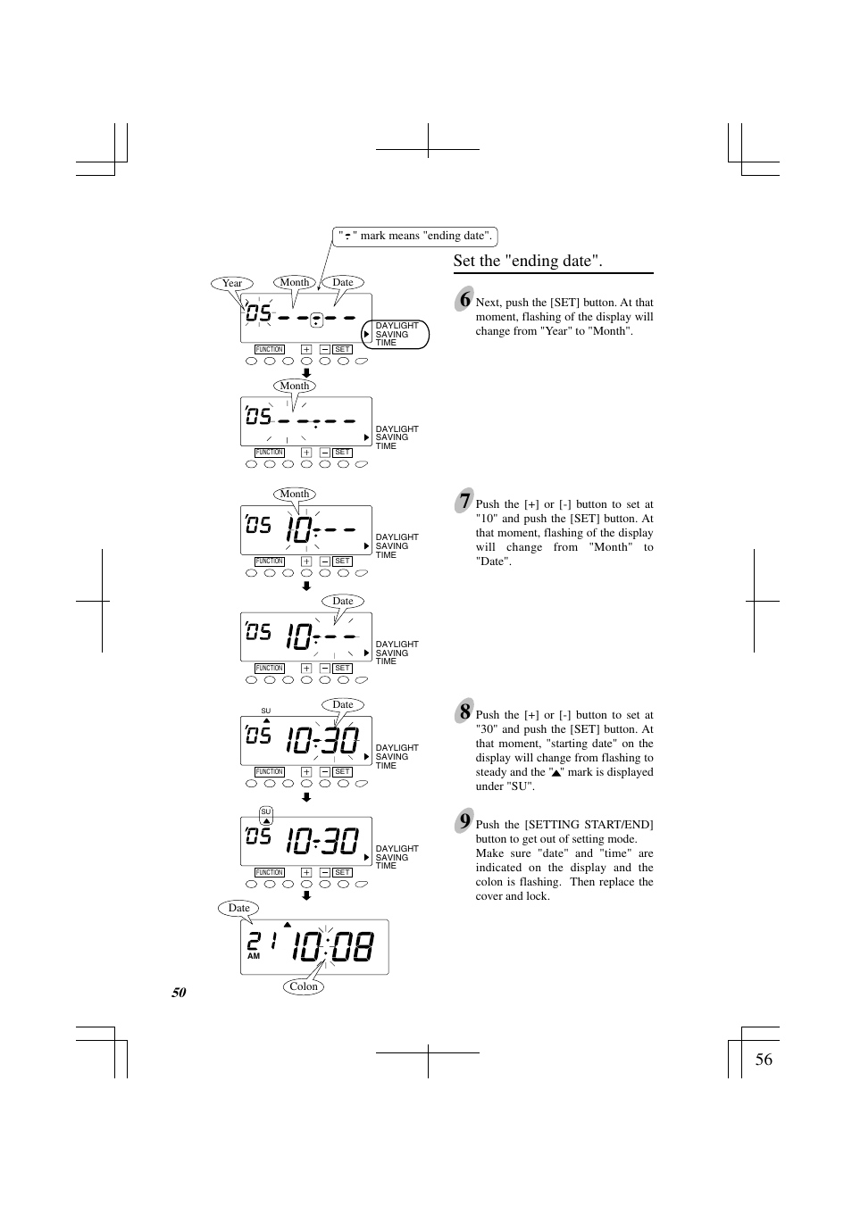Set the "ending date | Acroprint ES1000 Totalizing Payroll Recorder User Manual | Page 56 / 76