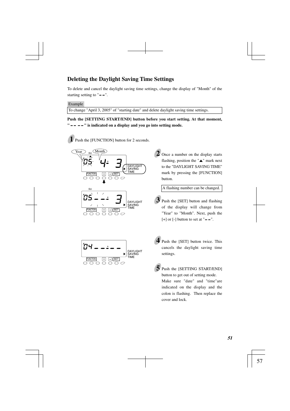 Deleting the daylight saving time settings | Acroprint ES1000 Totalizing Payroll Recorder User Manual | Page 57 / 76