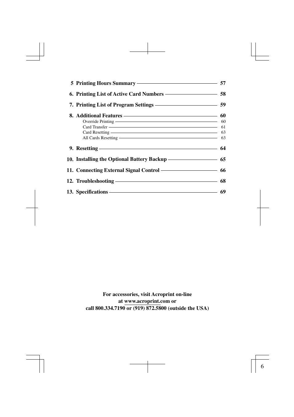 Acroprint ES1000 Totalizing Payroll Recorder User Manual | Page 6 / 76