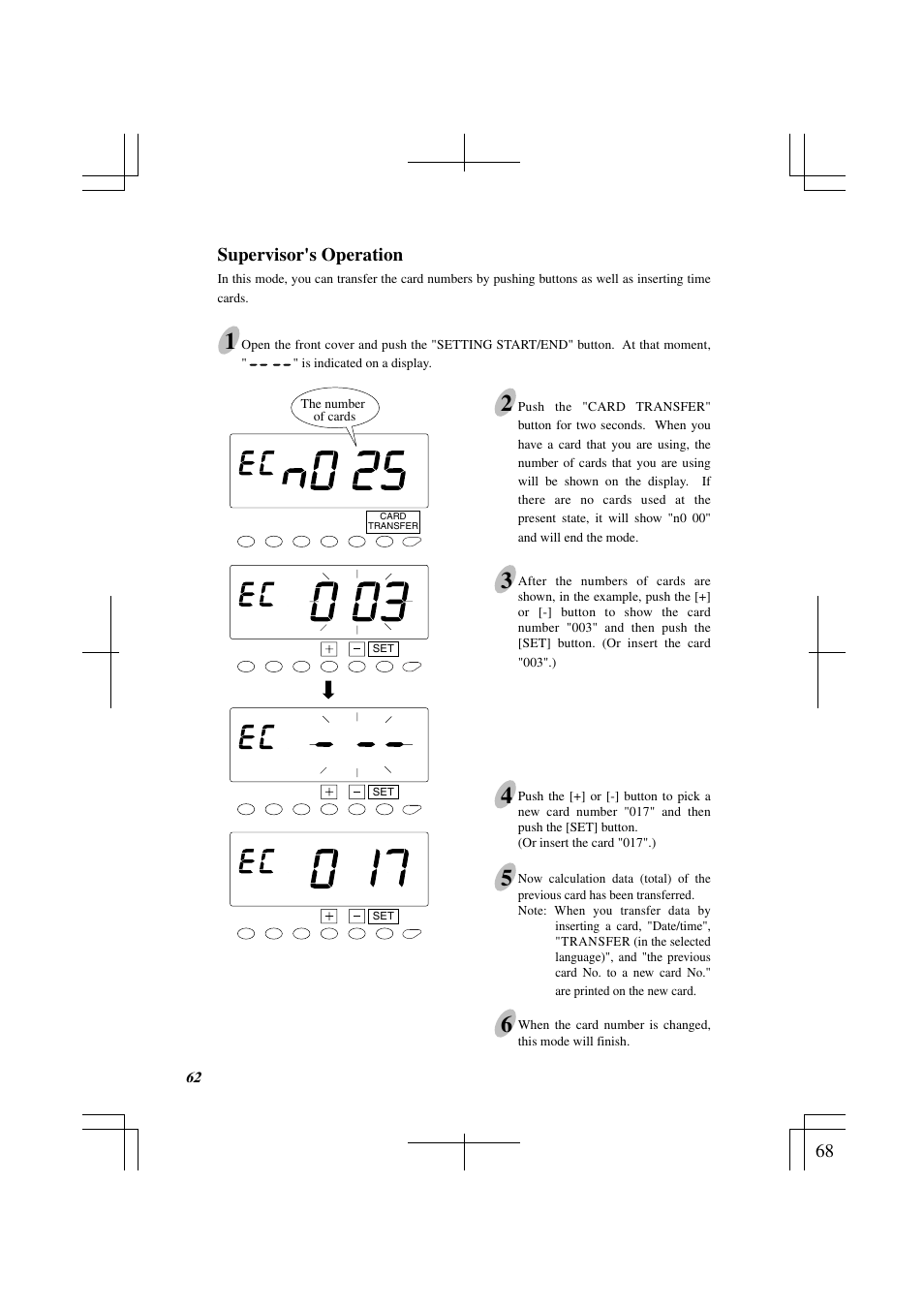 Supervisor's operation | Acroprint ES1000 Totalizing Payroll Recorder User Manual | Page 68 / 76